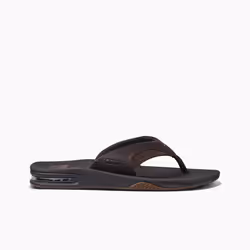 Reef Mens Water Friendly Sandals With Bottle Opener And Airbag  ~ Leather Fanning Dark Brown