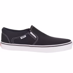 Vans Mens Asher Canvas Casual Slip On Plimsolls Trainers Shoes - 9, Black/White