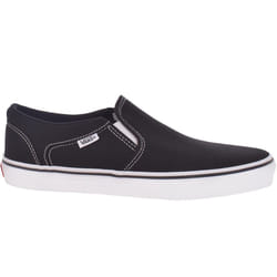Vans Mens Asher Canvas Casual Slip On Plimsolls Trainers Shoes - 8, Black/White