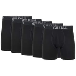 Gildan Men's Underwear Cotton Stretch Boxer Briefs  Multipack  Black Soot 5-Pack  Large