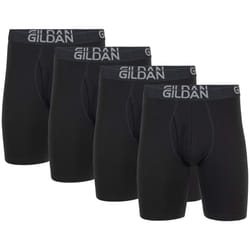 Gildan Men's Underwear Cotton Stretch Boxer Briefs  Multipack  Black Soot 4-Pack  Large