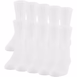 Gildan Men's Active Cotton Crew Socks 10-Pairs White Shoe Size: 6-1