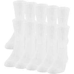 Gildan Men's Active Cotton Crew Socks  10-Pairs  White  Shoe Size: 6-1