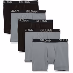 Gildan Men's Underwear Cotton Stretch Boxer Briefs  Multipack  Grey Flannel/Black Soot 5-Pack  Large