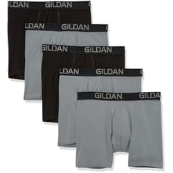 Gildan Men's Underwear Cotton Stretch Boxer Briefs  Multipack  Grey Flannel/Black Soot 5-Pack  Large