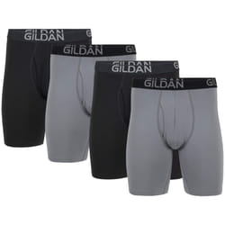 Gildan Men's Underwear Cotton Stretch Boxer Briefs  Multipack  Grey Flannel/Black Soot 4-Pack  Small