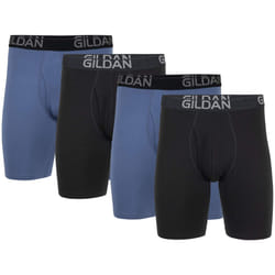 Gildan Men's Underwear Cotton Stretch Boxer Briefs  Multipack  Black Soot/Slate Blue 4-Pack  X-Large