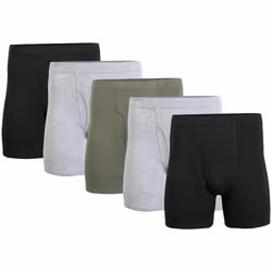 Gildan Men's Underwear Covered Waistband Boxer Briefs  Multipack  Black/Sport Grey Heather/Military Green 5-Pack  Small