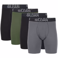 Gildan Men's Underwear Cotton Stretch Boxer Briefs  Multipack  Black Soot/Heather Dark Grey/Green Midnight 4-Pack  Large