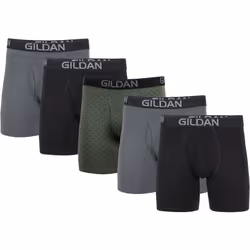 Gildan Men's Underwear Cotton Stretch Boxer Briefs Multipack Blk/Heather Dark Grey/Green Midnight 5-Pack Large