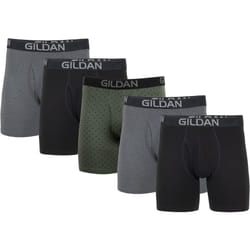 Gildan Men's Underwear Cotton Stretch Boxer Briefs  Multipack  Blk/Heather Dark Grey/Green Midnight 5-Pack  Large