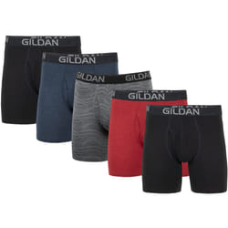 Gildan Men's Underwear Cotton Stretch Boxer Briefs  Multipack  Blk/Heather Navy/Stripe/Heather Red 5-Pack  Small