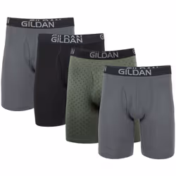 Gildan Men's Underwear Cotton Stretch Boxer Briefs Multipack Heather Dark Grey/Green Midnight/Blk 4-Pack 2X-Large