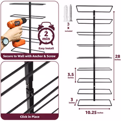 Sorbus Wall Mount Wine Rack - 18 Level Wine Rack Wall Mounted for Wine Bottles  Liquor  Champagne - Black Metal Wine Bottle Holder for Home Bar
