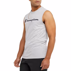 Champion Men's Classic Jersey Muscle Tee  Screen Print Script  Oxford Gray  Small