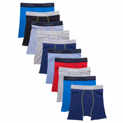 Hanes Boys' and Toddler Underwear  Comfort Flex and ComfortSoft Boxer Briefs  Multiple Packs Available  Grey/Blue/Black/Red-10  X-Large