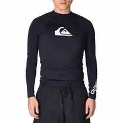 Quiksilver mens All Time Long Sleeve Rashguard Upf 50 Sun Protection Surf Rash guard Shirt Black Medium US