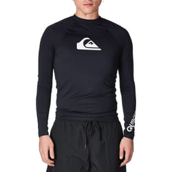 Quiksilver mens All Time Long Sleeve Rashguard Upf 50 Sun Protection Surf Rash guard Shirt  Black  Medium US