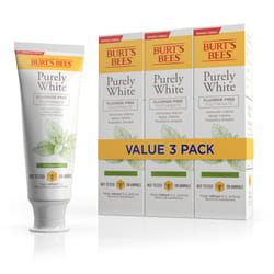 Burt's Bees Toothpaste  Natural Flavor  Fluoride-Free  Purely White  Zen Peppermint  4.7 oz  Pack of 3