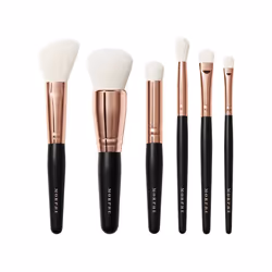 Morphe Rose Away Makeup Brushes - 6 Piece Makeup Brush Set of Eye and Face Brushes - Made with Synthetic Bristles and Includes Makeup Brush Case (6 Co