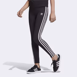 adidas Originals Girls' 3 Stripes Leggings  Black/White  Medium