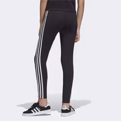 adidas Originals Girls' 3 Stripes Leggings  Black/White  Medium