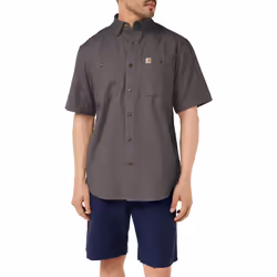 Carhartt Men's Rugged Flex Rigby Short Sleeve Work Shirt  Gravel  X-La