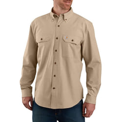 carhartt Mens Loose Fit Midweight chambray Long-Sleeve Shirt  Dark Tan chambray  Small