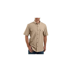 carhartt Mens Original Fit Short Sleeve Shirt  Dark Tan chambray  Small