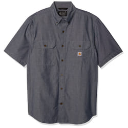 carhartt mens Original Fit Short Sleeve Big  Tall Work Utility Button Down Shirt  Denim Blue chambray  X-Large Big Tall US