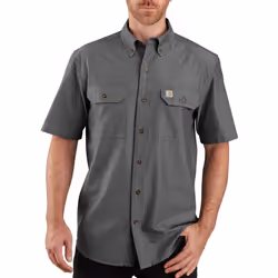carhartt Mens Original Fit Short Sleeve Shirt  Black chambray  Large