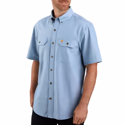 carhartt mens Original Fit Short Sleeve Big  Tall Work Utility Button Down Shirt  Blue chambray  Large Big Tall US
