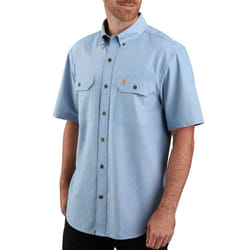 carhartt mens Original Fit Short Sleeve Big  Tall Work Utility Button Down Shirt  Blue chambray  X-Large Tall US