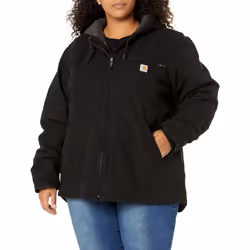Carhartt Women's Loose Fit Washed Duck Sherpa Lined Jacket Black X-S