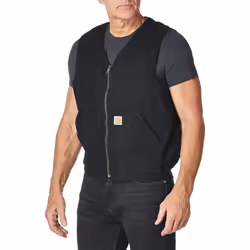 Carhartt Men's Relaxed Fit Washed Duck Sherpa-Lined Vest Black Small