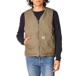 Carhartt Men's Relaxed Fit Washed Duck Sherpa-Lined Vest Driftwood XX-Large