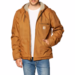 Carhartt Men's Relaxed Fit Washed Duck Sherpa-Lined Jacket  Carhartt Brown  Medium