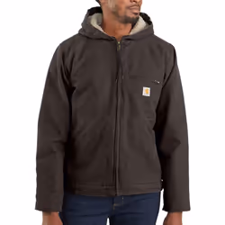 Carhartt Men's Relaxed Fit Washed Duck Sherpa-Lined Jacket Dark Brown X-Large