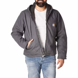 Carhartt Men's Relaxed Fit Washed Duck Sherpa-Lined Jacket Gravel Medium