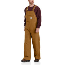 carhartt Mens Loose Fit Firm Duck Insulated Bib Overall  Brown  MediumShort