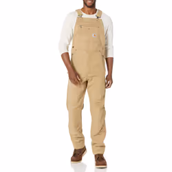 Carhartt mens Rugged Flex Relaxed Fit Canvas Bibs Overalls  Dark Khaki