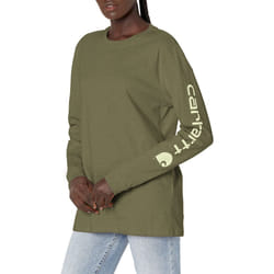 carhartt Womens K231 Workwear Logo Long Sleeve T-Shirt Regular Sizes  Basil Heather  1X Plus