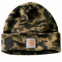 Carhartt Men's Fleece Beanie Black Blind Duck Camo OFA