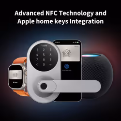 Aqara Smart Lock U300  Fingerprint Keyless Entry Door Lock with Handle  Matter Over Thread with Apple Home Keys  Touchscreen Keypad  Smart Lever Lock