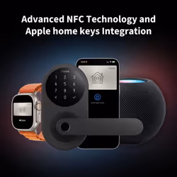 Aqara Smart Lock U300  Fingerprint Keyless Entry Door Lock with Handle  Matter Over Thread with Apple Home Keys  Touchscreen Keypad  Smart Lever Lock