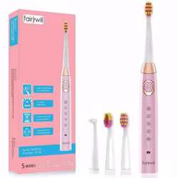 Fairywill 5 Modes Electric Toothbrush FW-508 4 Brush Heads Pink Timer