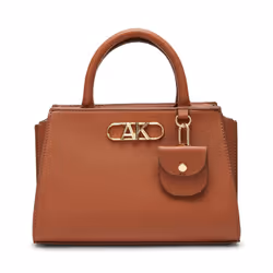 Anne Klein Convertible Mini Satchel with AK Bevel Logo Chestnut