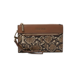 Anne Klein AK Snake Trimmed Zip Clutch with Wristlet  Chestnut/Chestnu
