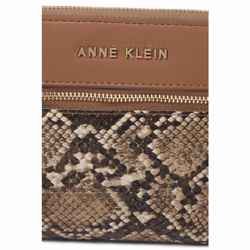 Anne Klein AK Snake Trimmed Zip Clutch with Wristlet  Chestnut/Chestnu