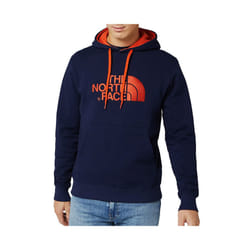 THE NORTH FACE TNF Drew Peak Fleece Pullover Hoodie - Navy and Orange, S